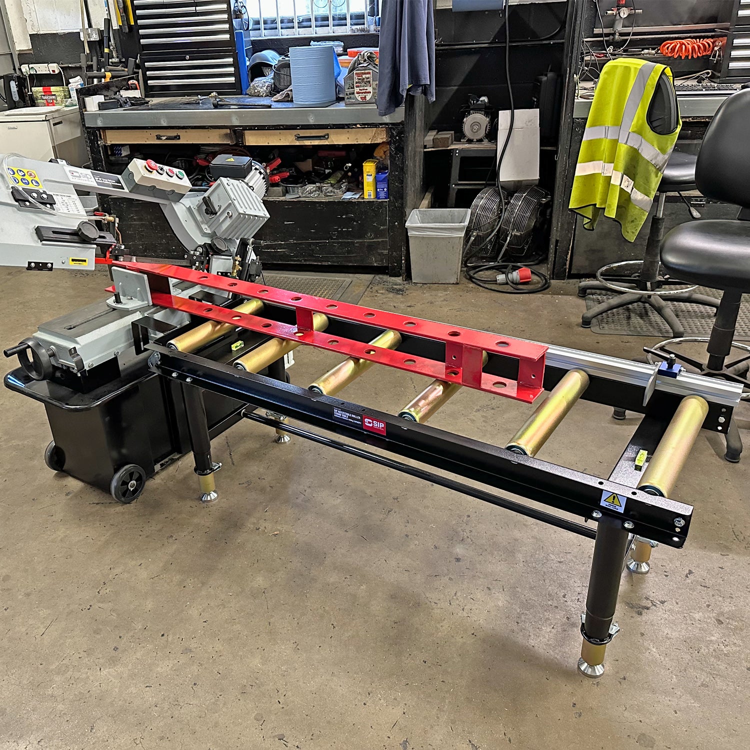 SIP Adjustable Roller Stand Table 1500mm x 400mm 400kg
