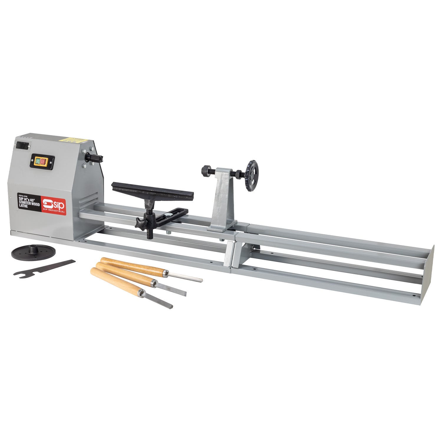 SIP 01458 14" x 40" Starter Wood Lathe with 3pc Chisel Kit