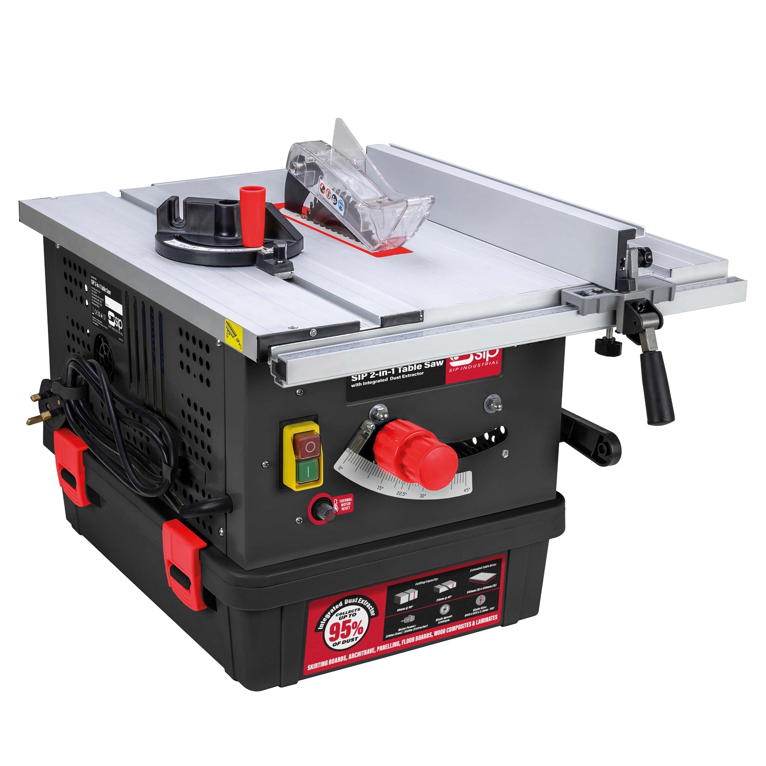 SIP 01513 2-in-1 Table Saw with Integrated Dust Extractor