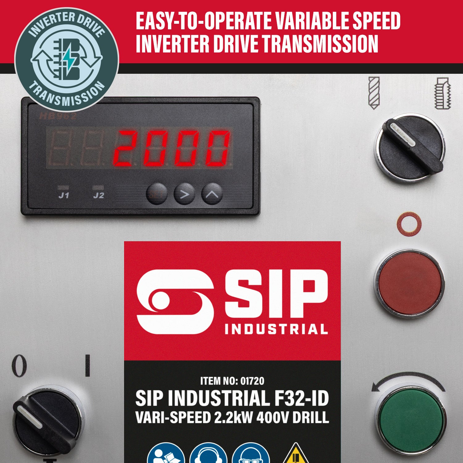 SIP 01720 Industrial F32-ID Vari-Speed 2.2kW 400v Floor Pillar Drill