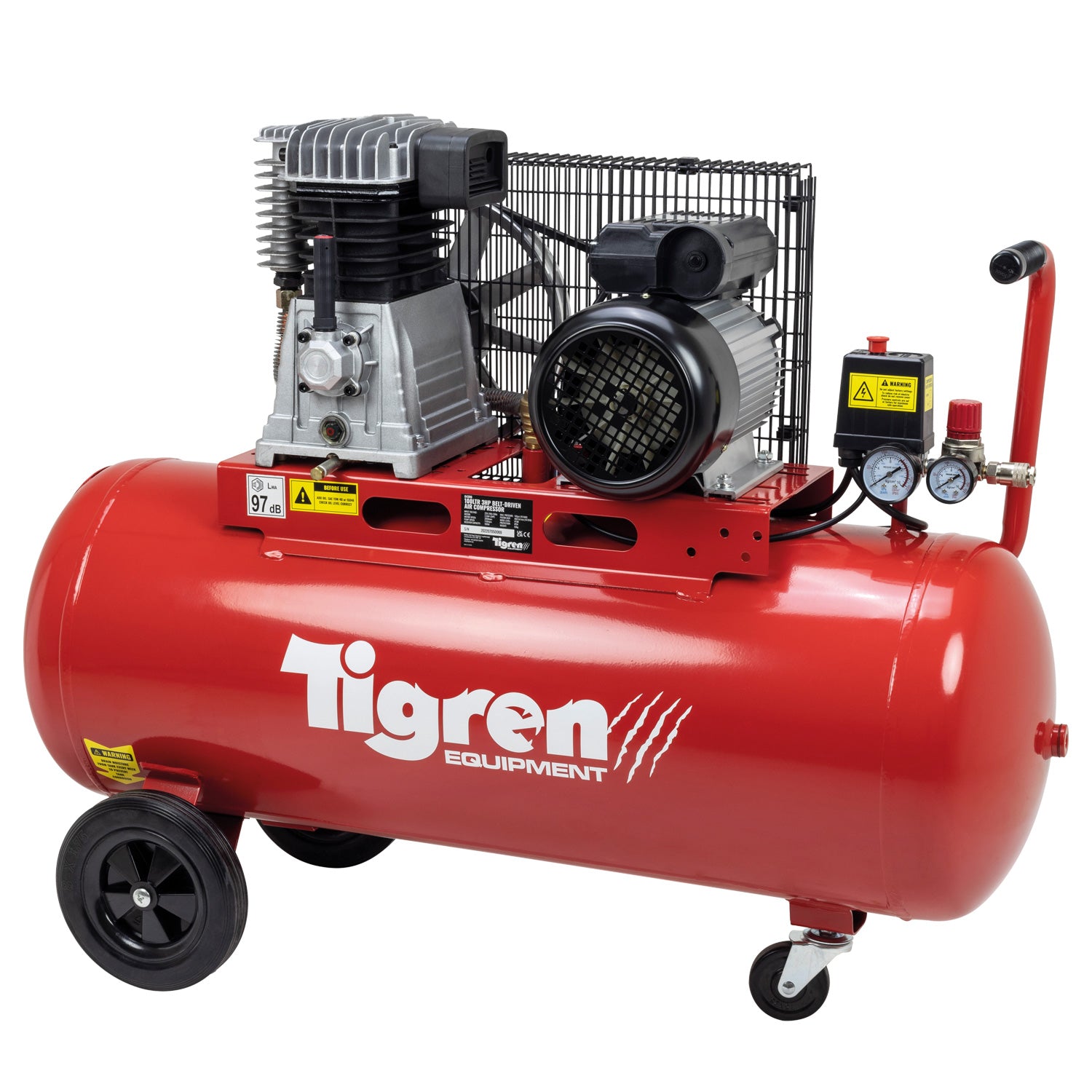 SIP 04396 TIGREN 100ltr 3hp Belt-Driven Compressor