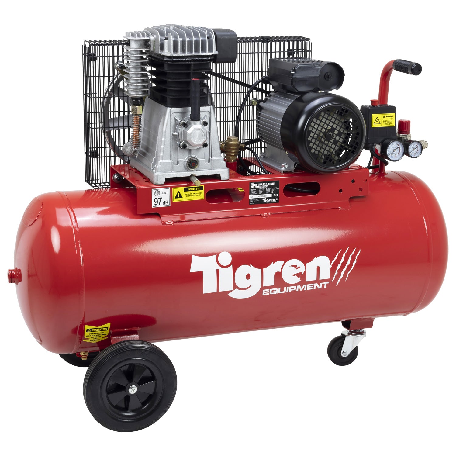 SIP 04396 TIGREN 100ltr 3hp Belt-Driven Compressor