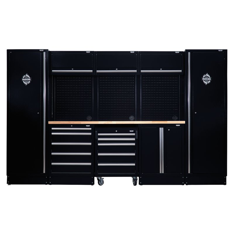 BUNKER 27066 Modular Storage Combo with Hardwood Worktop (16 Piece)