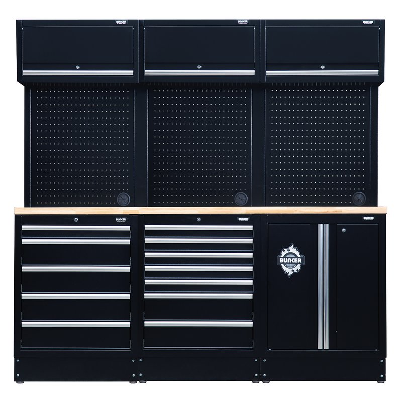 BUNKER 27206 Modular Storage Combo with Hardwood Worktop (14 Piece)