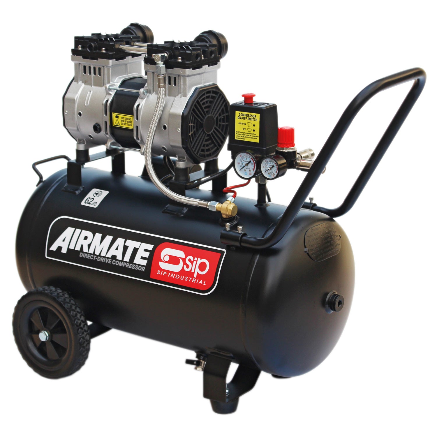 SIP 05479 DD 2hp 50ltr Low Noise Oil-Free Direct Drive Compressor
