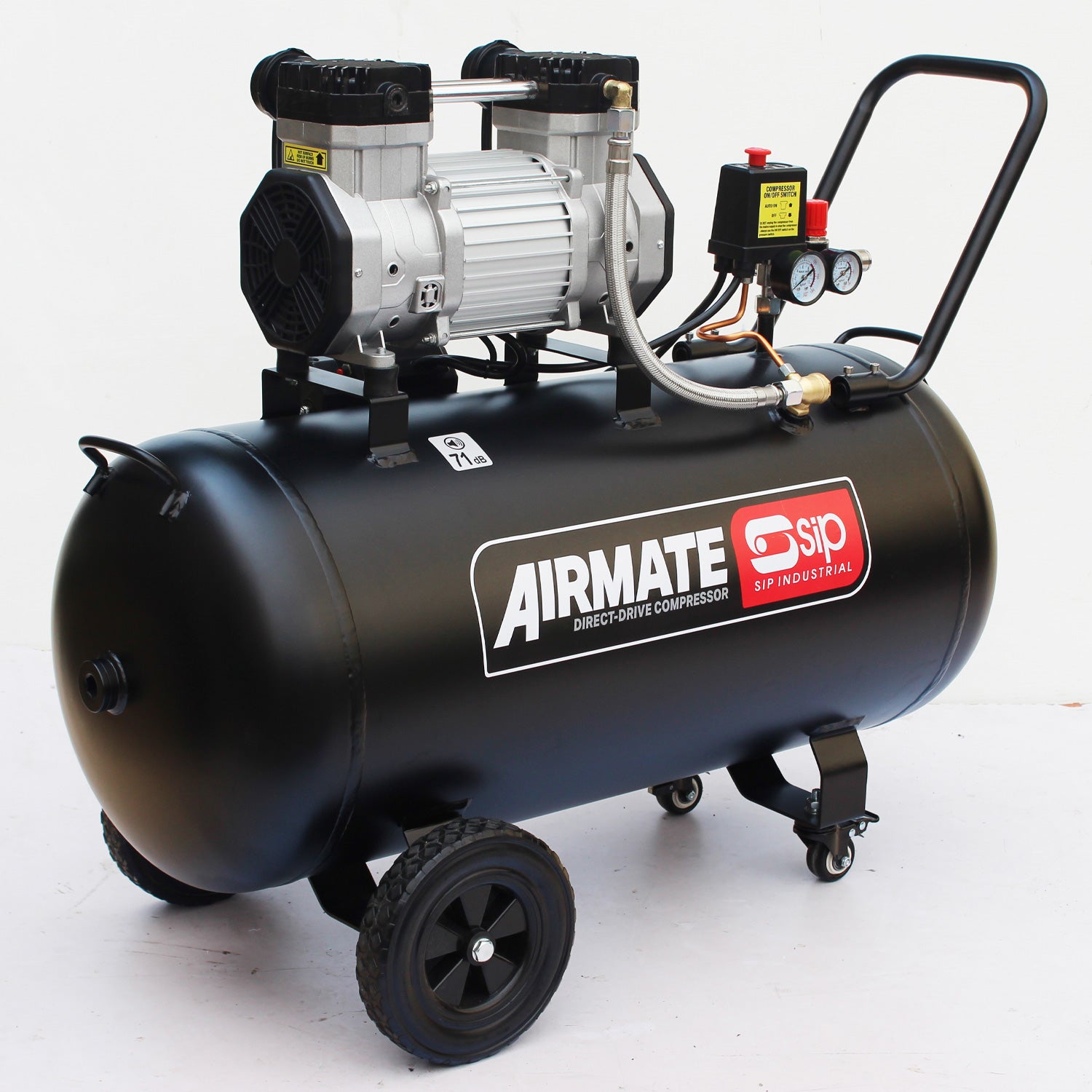SIP 05481 DD 3hp 100ltr Low Noise Oil-Free Direct Drive Compressor