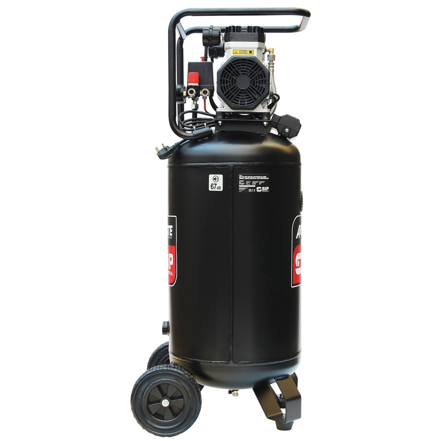 SIP 05484 DD 3hp 100ltr Low Noise Oil-Free Vertical Direct Drive Compressor