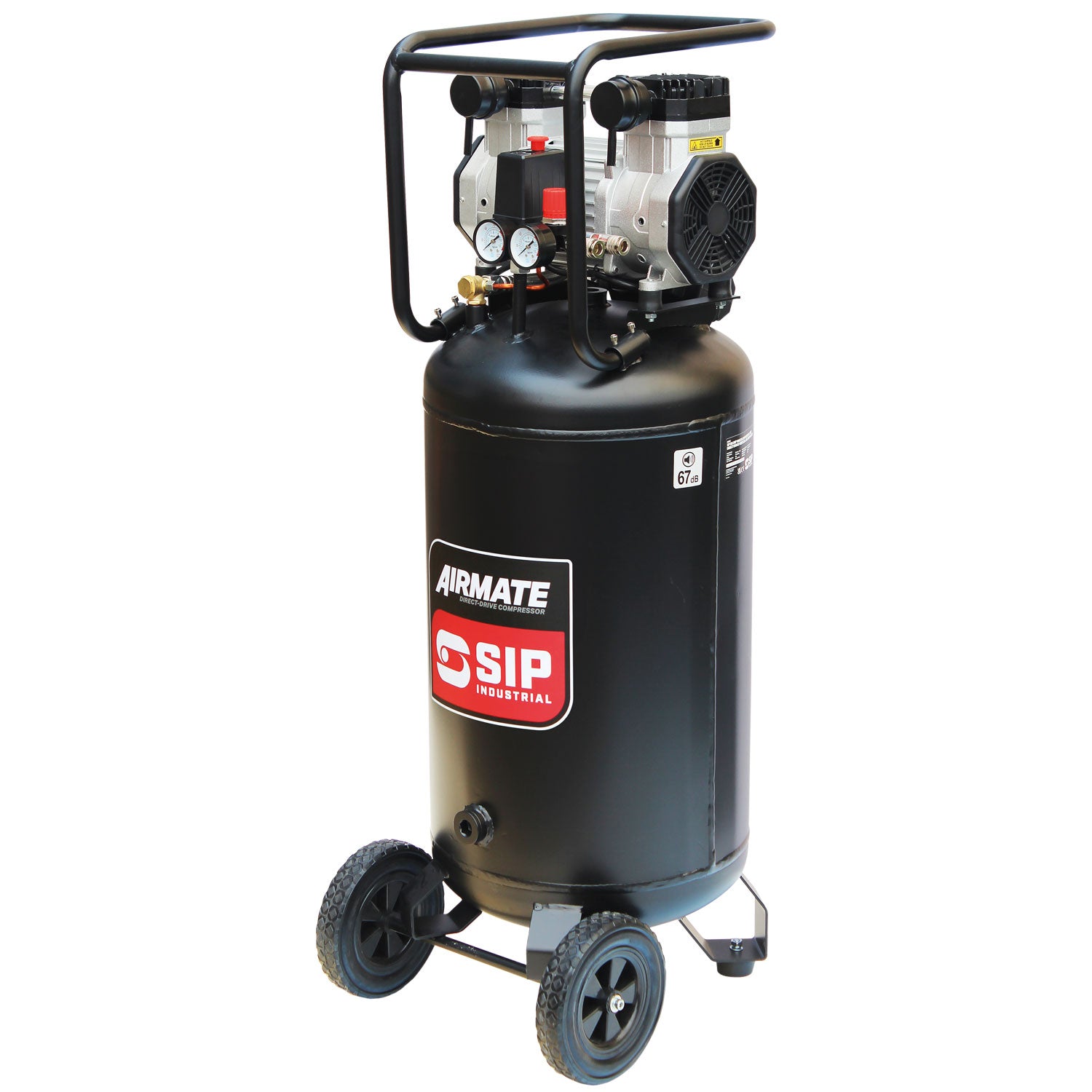 SIP 05484 DD 3hp 100ltr Low Noise Oil-Free Vertical Direct Drive Compressor