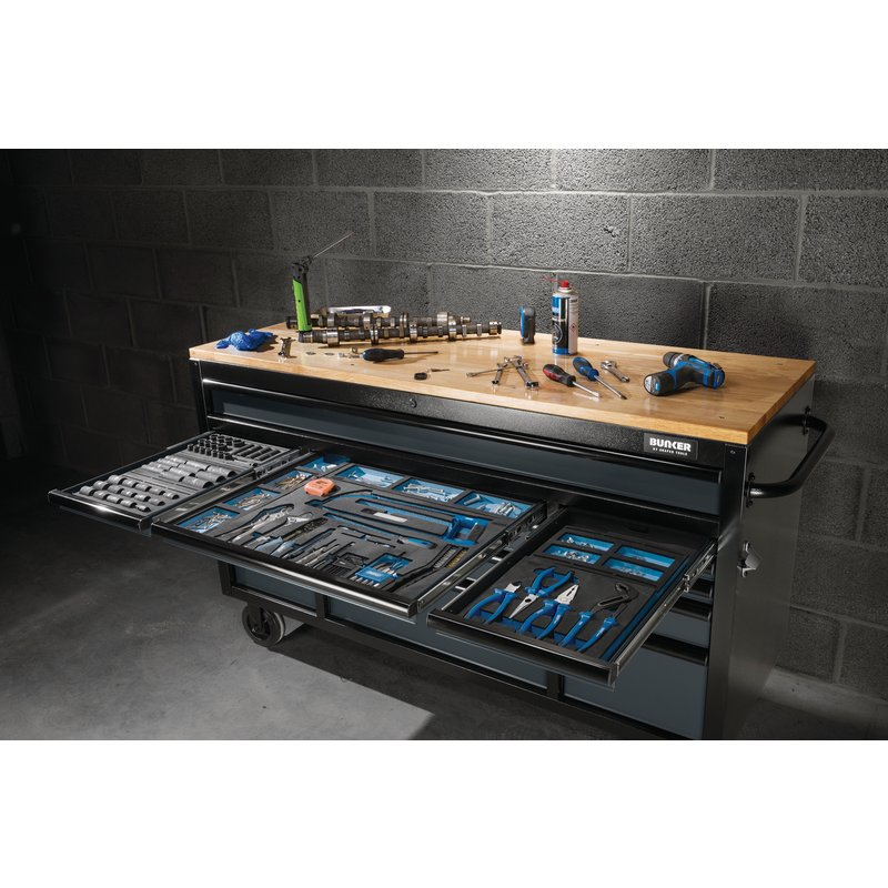 BUNKER 27225 Workbench Roller Tool Cabinet 15 Drawer, 61"