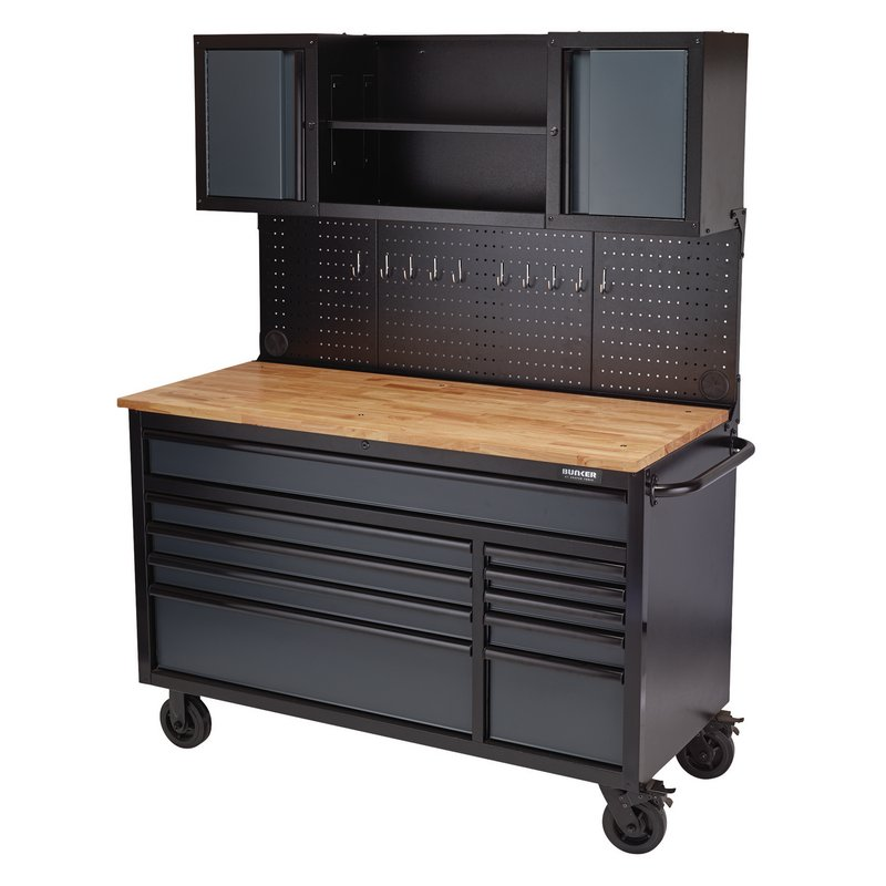 BUNKER 08242 Roller Workstation with Workbench 10 Drawer, 56"