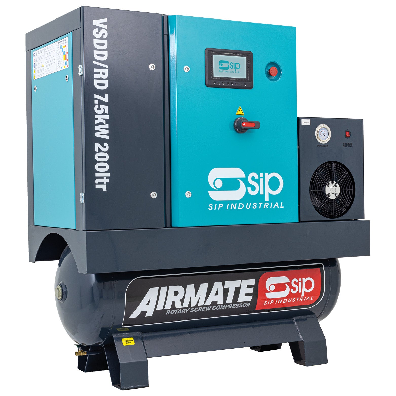 SIP 08264 VSDD/RD 7.5kW 8bar 200ltr 400v Rotaty Screw Compressor with Dryer