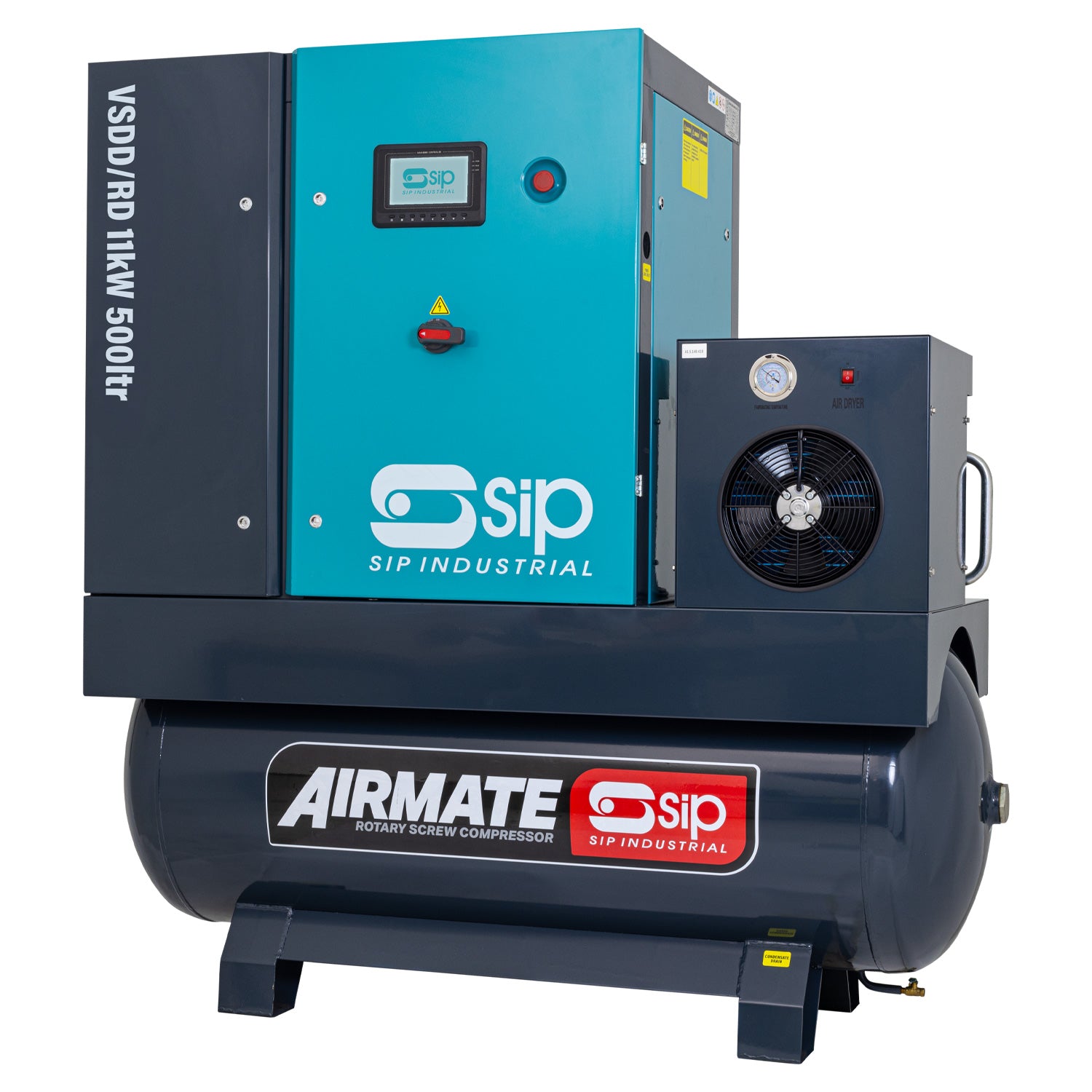 SIP 08266 VSDD/RD 11kW 8bar 500ltr 400v Rotary Screw Compressor with Dryer