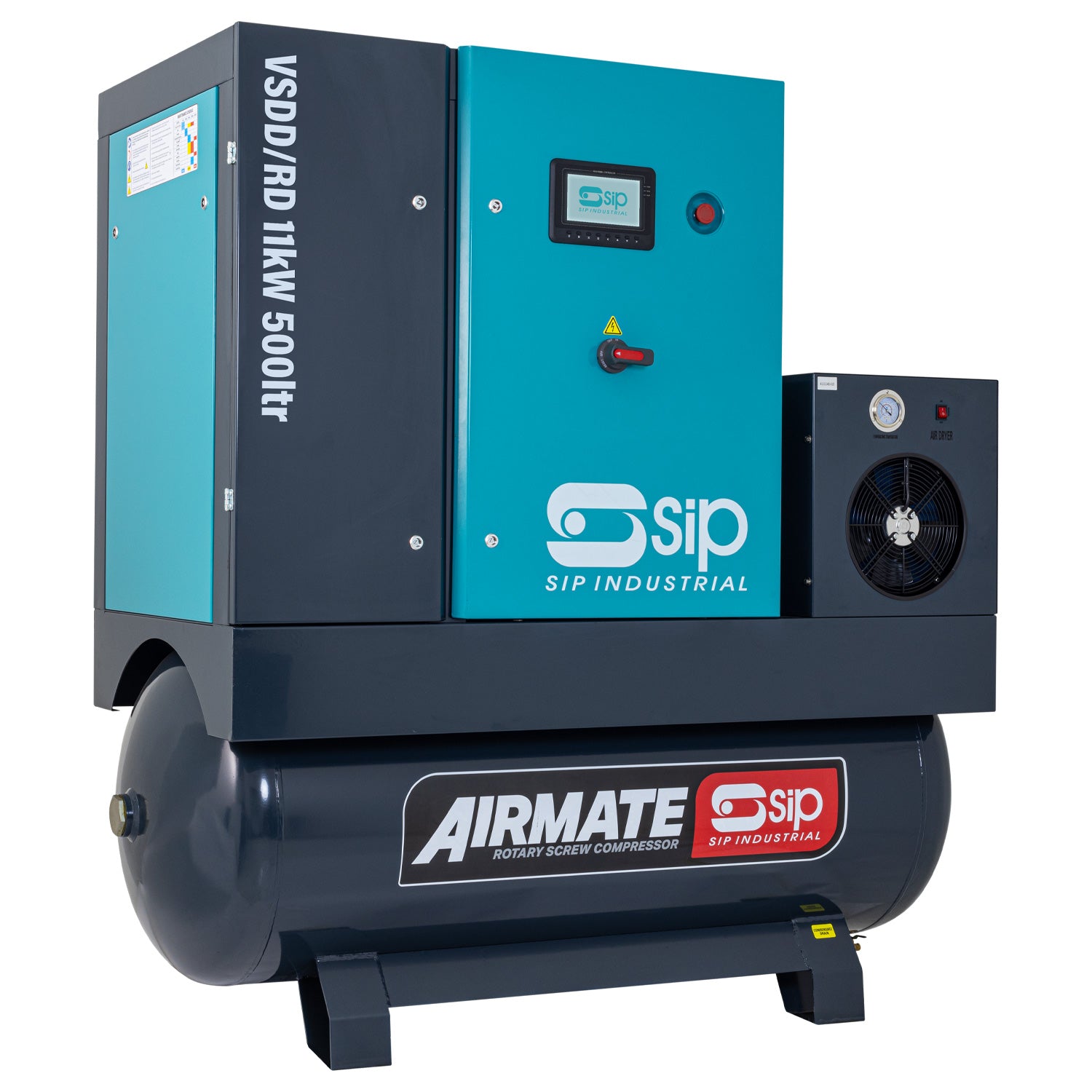 SIP 08272 VSDD/RD 11kW 10bar 500ltr 400v Rotary Screw Compressor with Dryer