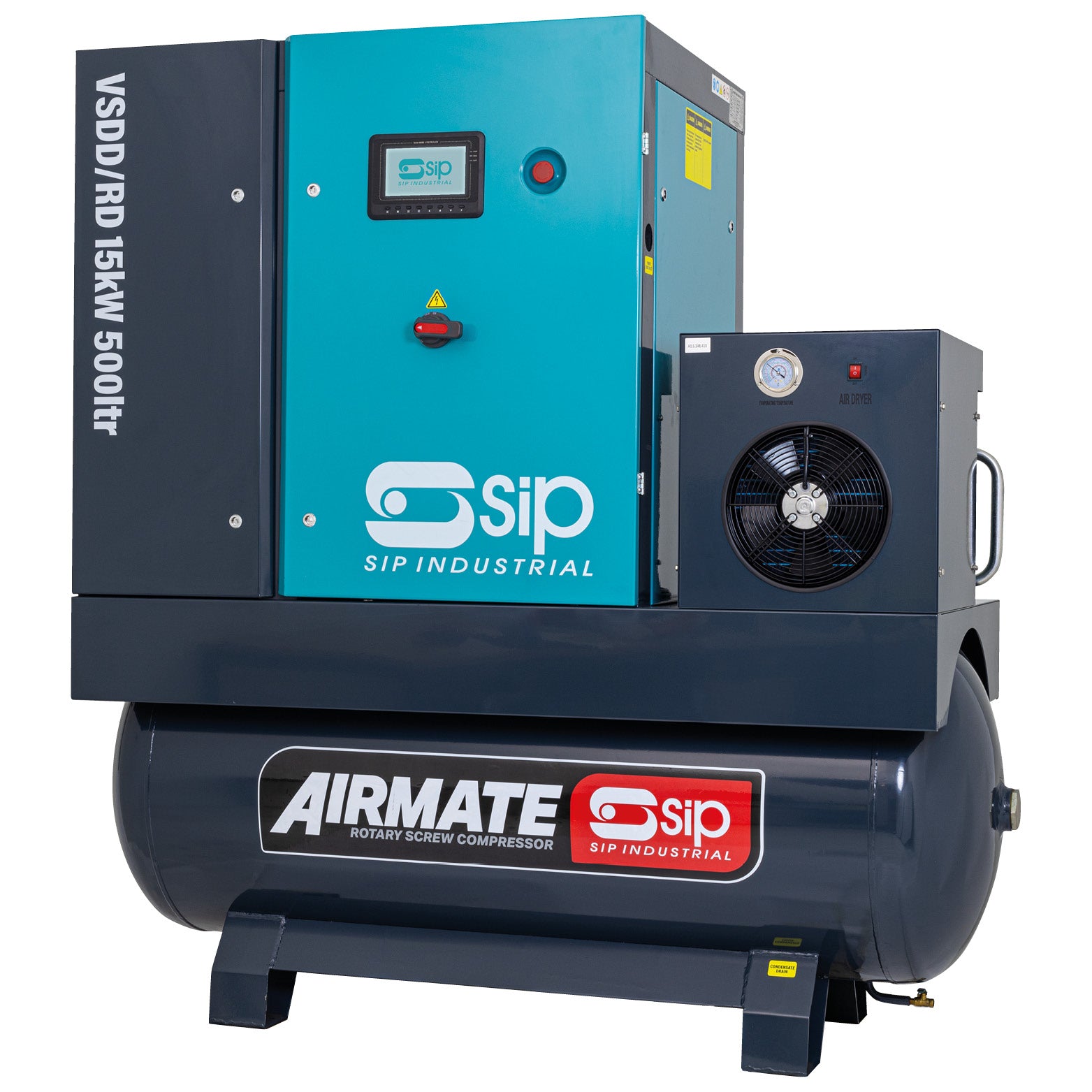 SIP 08274 VSDD/RDF 15kW 8bar 500ltr Rotary Screw Compressor with Dryer & Filter