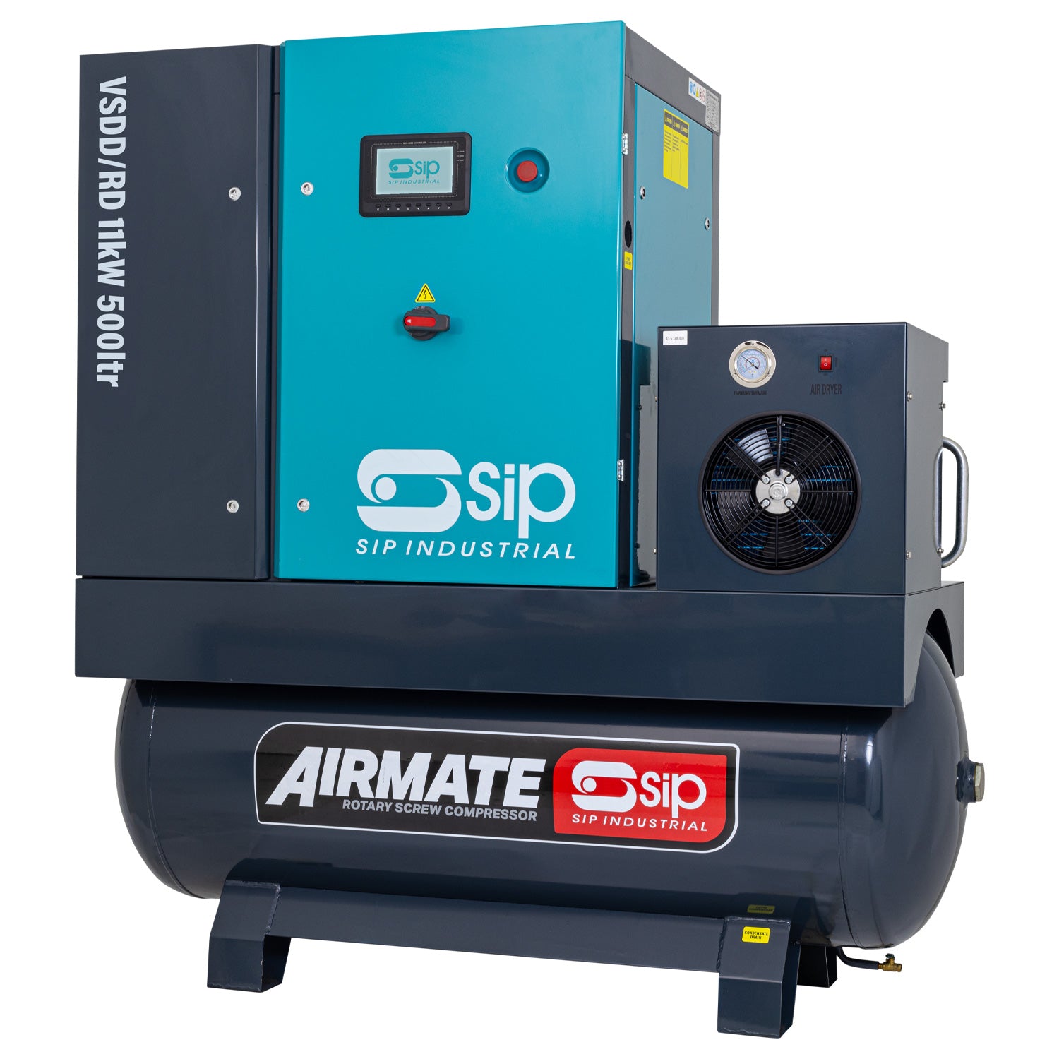 SIP 08276 VSDD/RDF 11kW 10bar 500ltr 400v Rotary Screw Compressor with Dryer & Filter