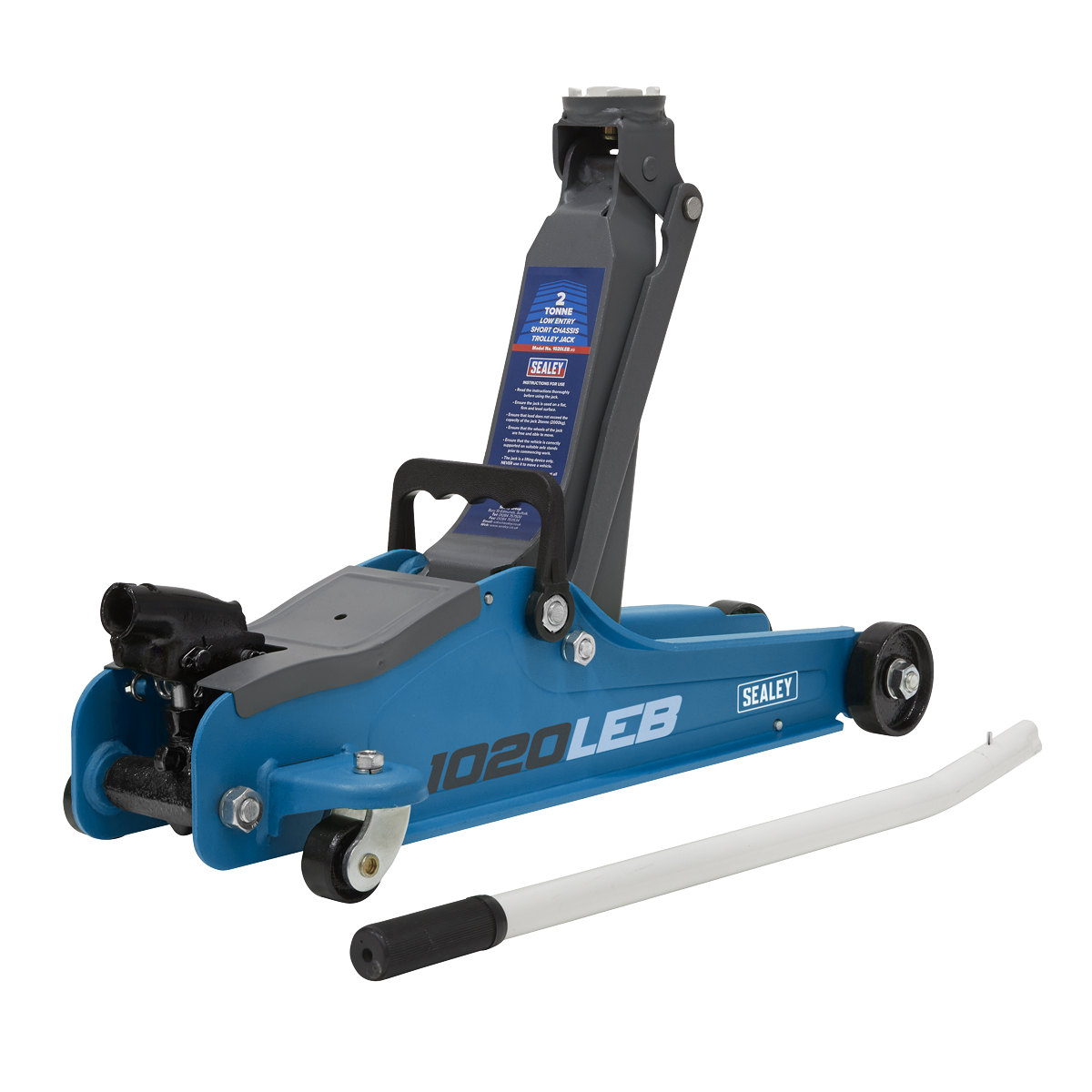 Sealey 1020LEBBAGCOMBO Trolley Jack 2tonne Low Entry Short Chassis & Accessories Bag Combo - Blue