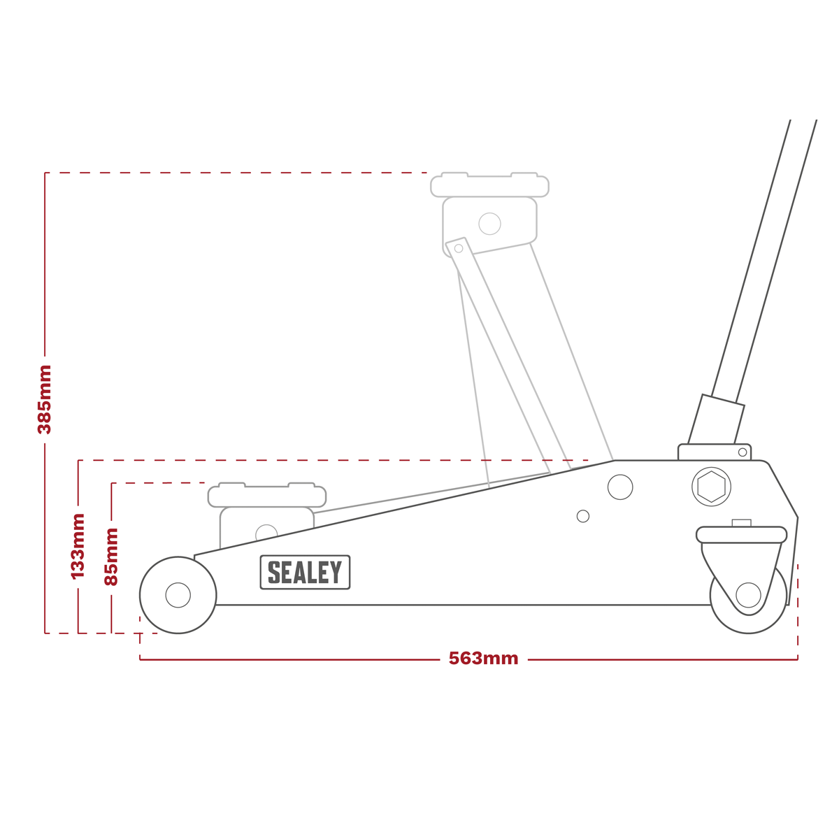 Sealey 1020LEHVBAGCOMBO Trolley Jack 2tonne Low Entry Short Chassis & Accessories Bag Combo - Hi-Vis Green