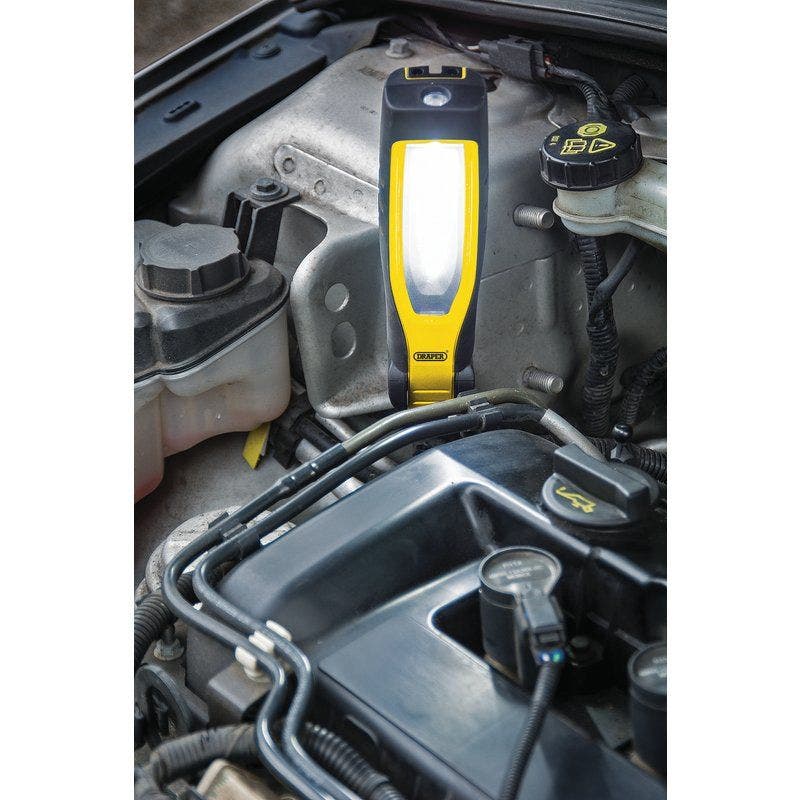 Draper 11767 COB/SMD LED Rechargeable Inspection Lamp, 10W, 1,000 Lumens, Yellow