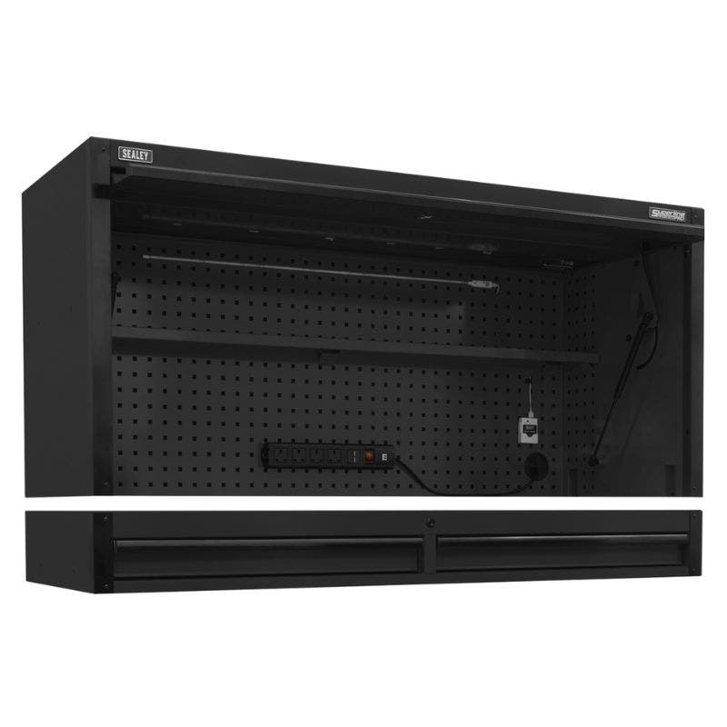 Sealey AP6203BE Superline PRO® Black Edition Top Hutch & 2 Drawer Riser 1549mm
