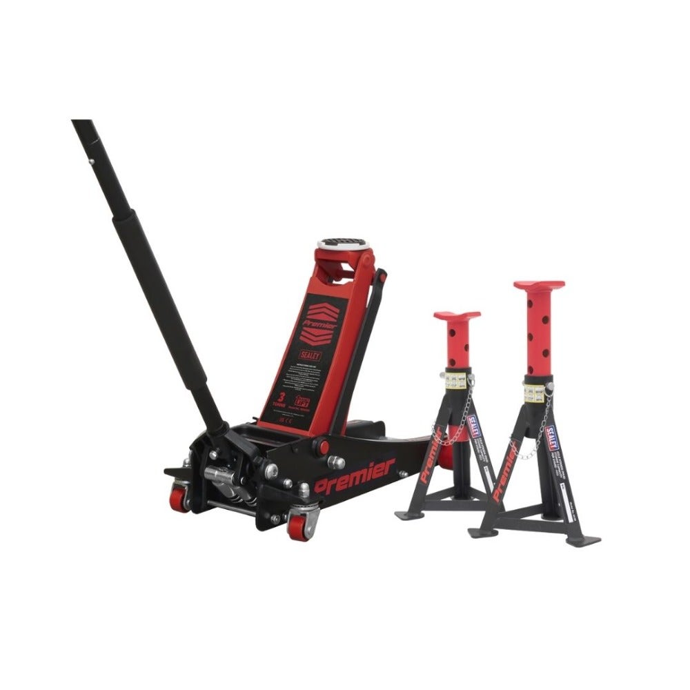 Sealey 3040ARCOMBO Trolley Jack 3t & Axle Stands (Pair) 3t per Stand Combo