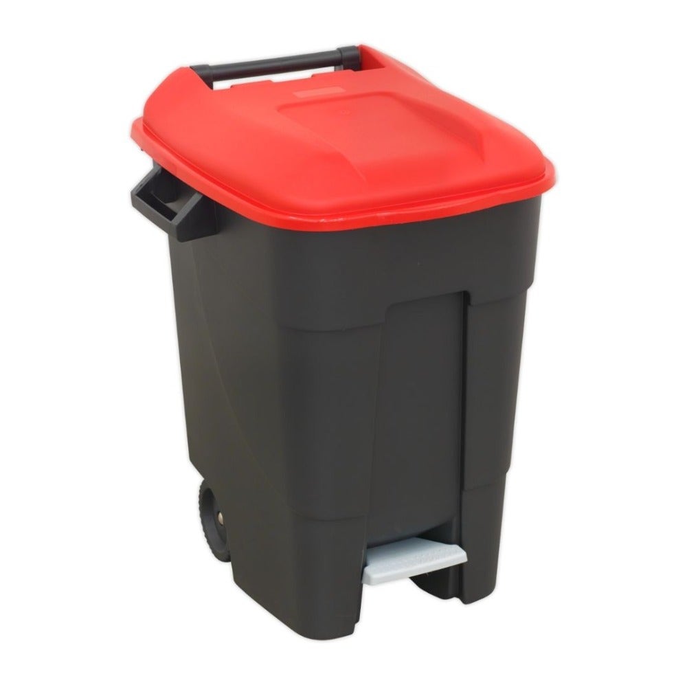 Sealey BM100PR Refuse/Wheelie Bin with Foot Pedal 100L - Red