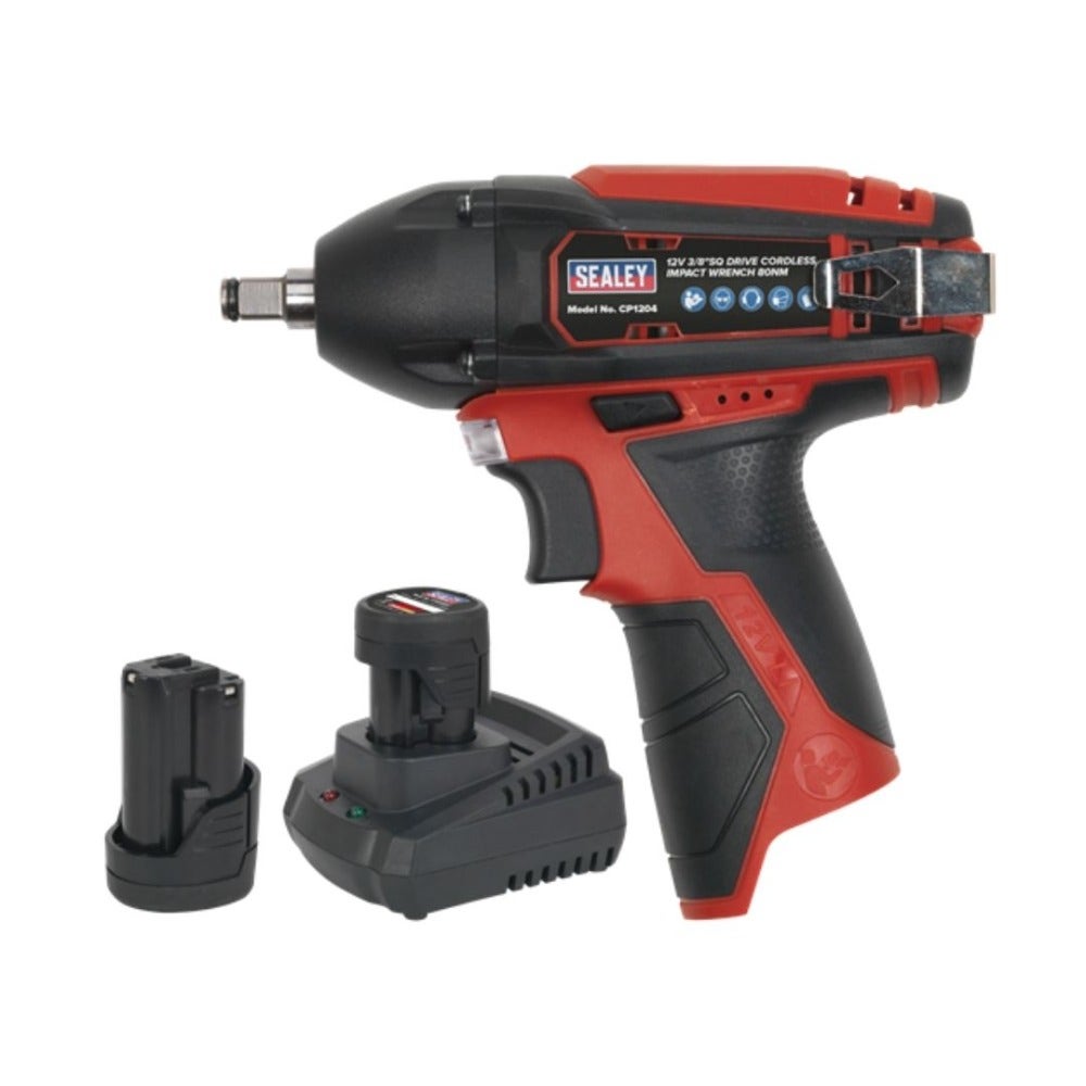 Sealey CP1204KIT SV12 Series 3/8"Sq Drive Cordless Impact Wrench Kit 12V 2Ah - 2 Batteries