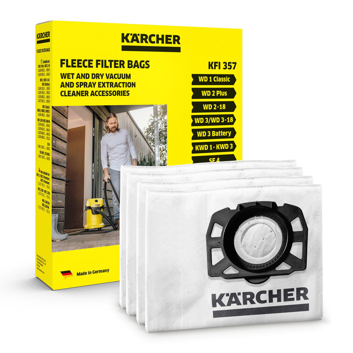 Karcher Fleece Filter Bags for WD2/WD3/SE4001 (Pack of 4)
