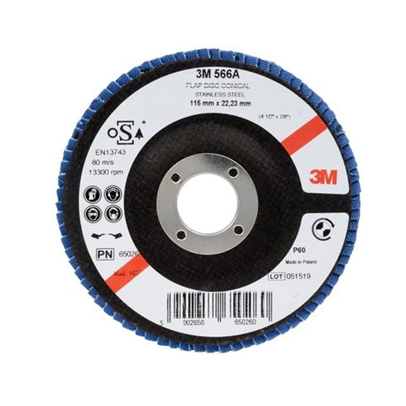 3M 566A 115mm P60 Flap Disc Conical