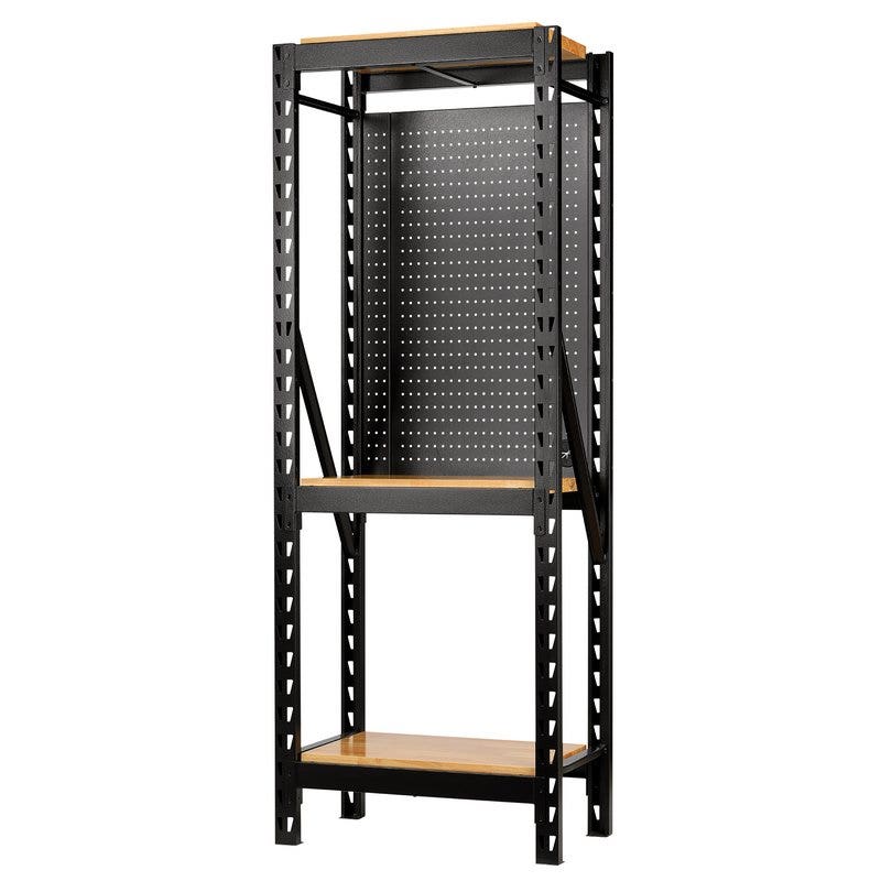 BUNKER 27892 17 Piece Modular 3 Tier Racking with Hardwood Shelving and Pegboards, 750mm