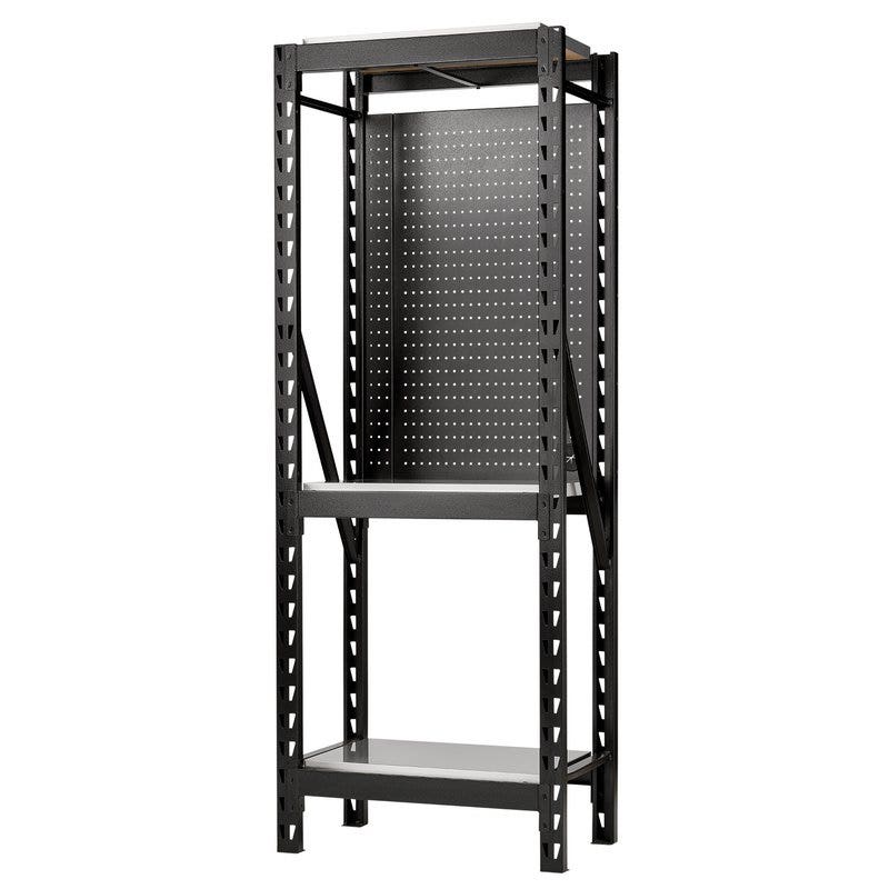 BUNKER 27971 17 Piece Modular 3 Tier Racking with Stainless Steel Shelving and Pegboards, 750mm
