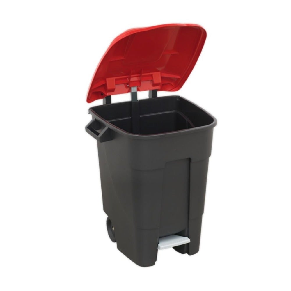 Sealey BM100PR Refuse/Wheelie Bin with Foot Pedal 100L - Red