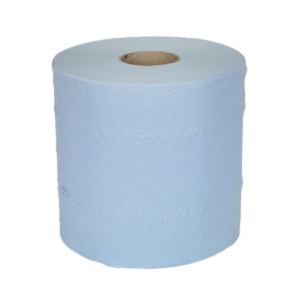 Sealey BLU150 Paper Roll Blue 2-Ply Embossed 150m Pack of 6