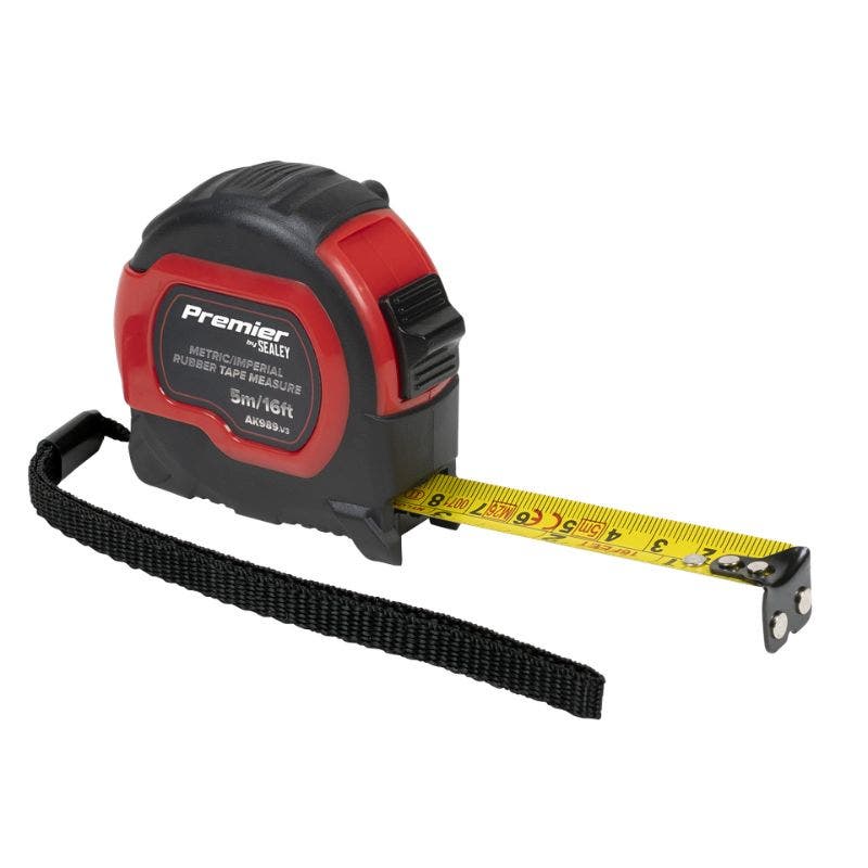 Sealey AK98912 Rubber Tape Measure 5m(16ft) x 19mm Metric/Imperial Display Box of 12