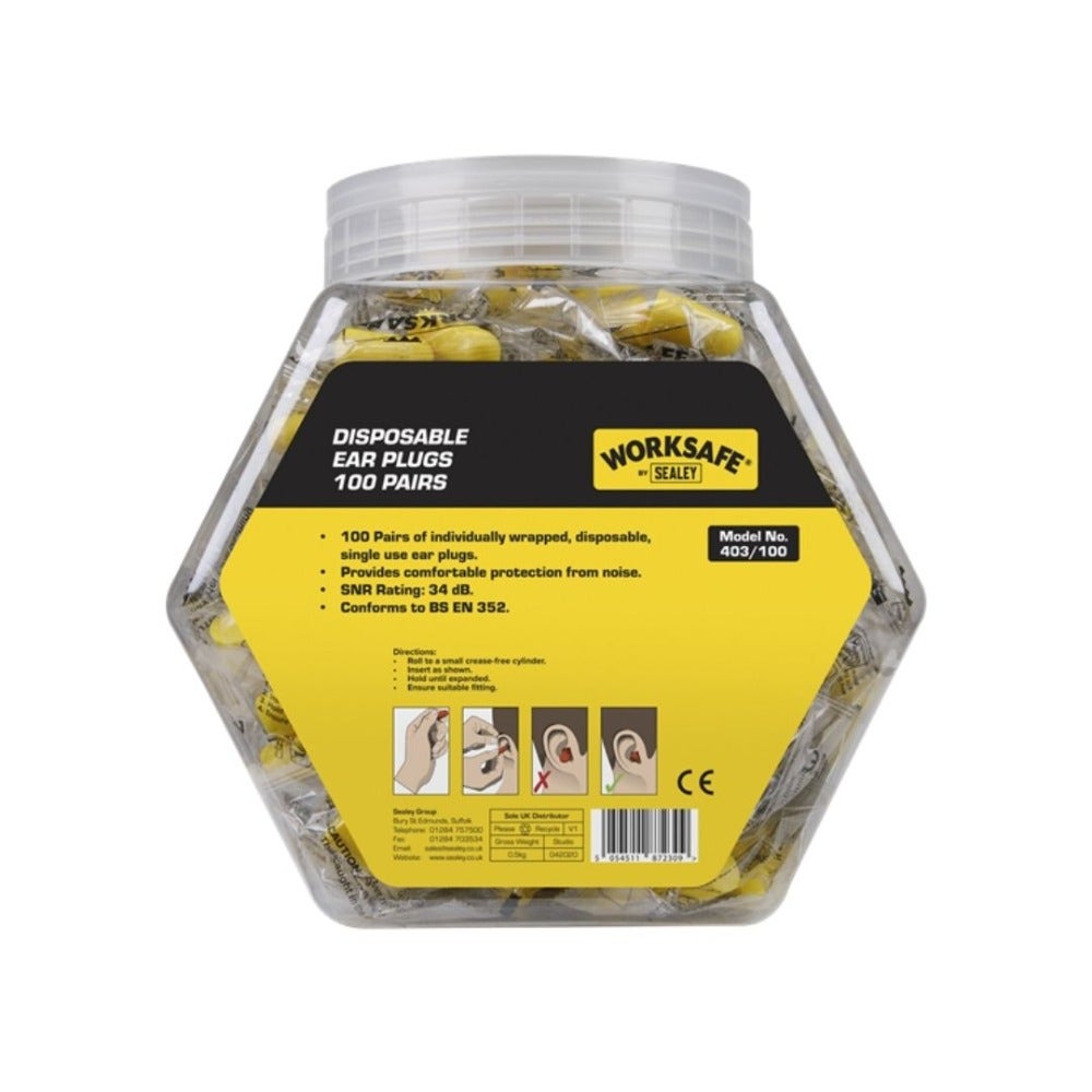Sealey 403/100 Ear Plugs Disposable - 100 Pairs