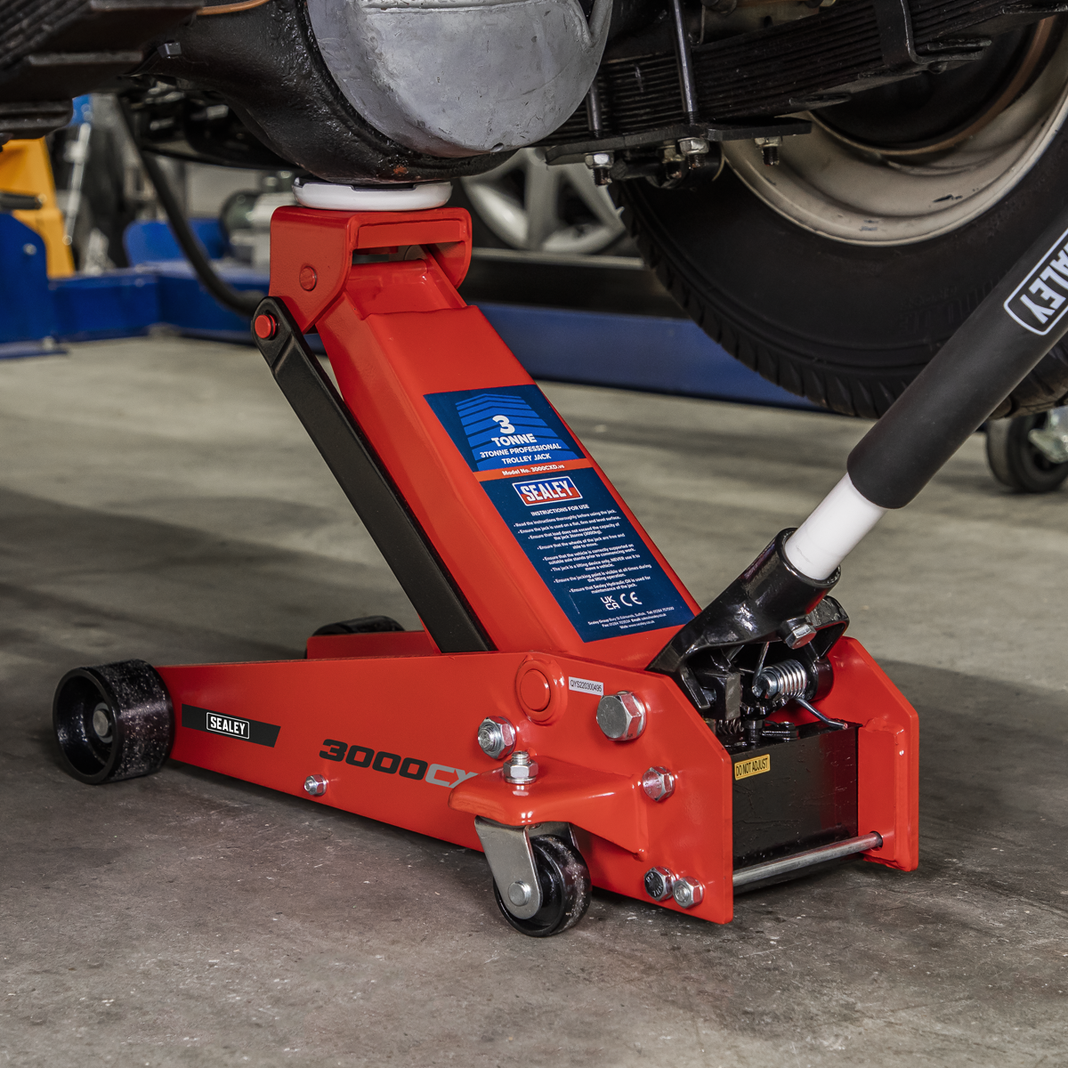 Sealey 3000CXDCOMBO1 Trolley Jack 3t & Axle Stands (Pair) 3t per Stand Combo