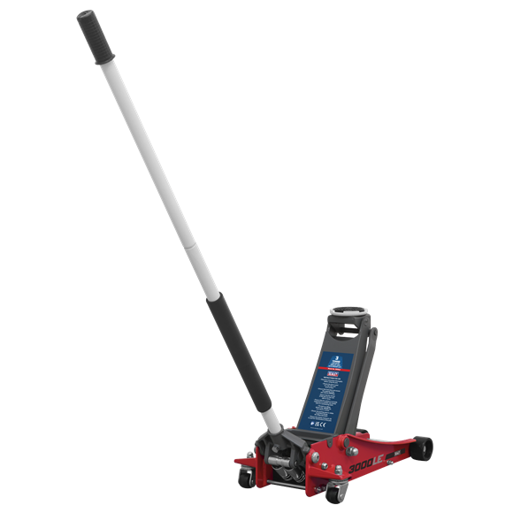 Sealey 3000LE Low Profile Trolley Jack with Rocket Lift 3 Tonne - Red