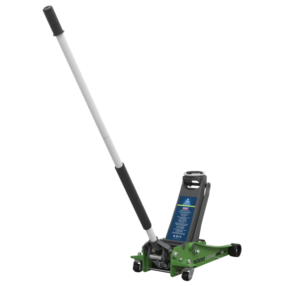 Sealey 3000LEHV Low Profile Trolley Jack with Rocket Lift 3 Tonne - Green