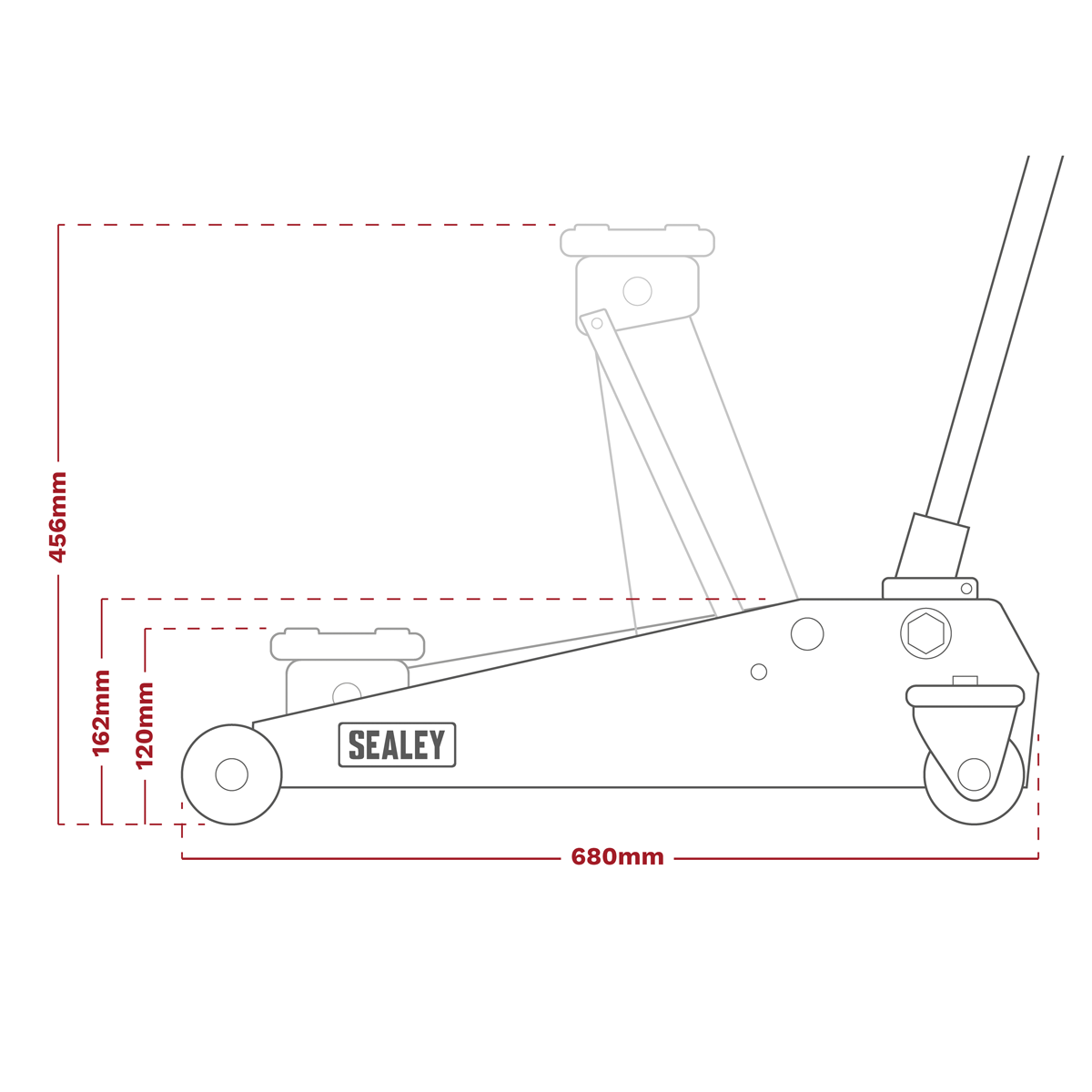 Sealey 3015CXHV Trolley Jack with Super Rocket Lift 3 Tonne & Axle Stands (Pair) 3 Tonne Capacity per Stand - Green