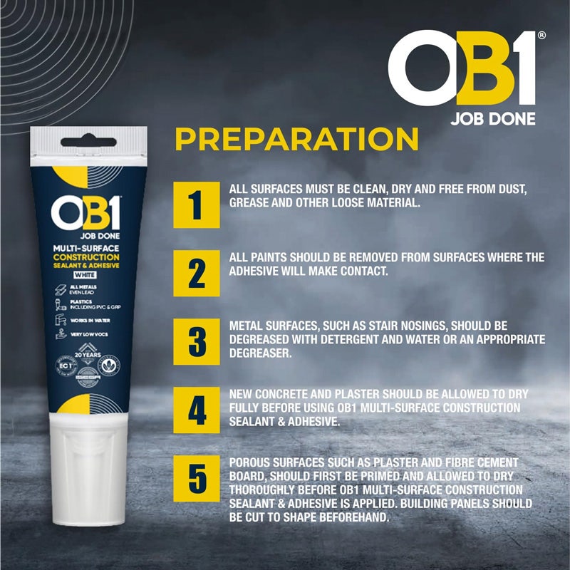 OB1 Multi-Surface Sealant & Adhesive Tub 80ml
