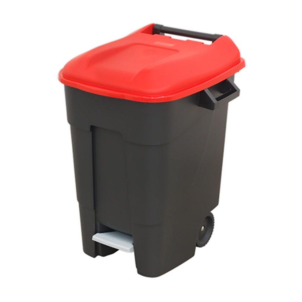 Sealey BM100PR Refuse/Wheelie Bin with Foot Pedal 100L - Red