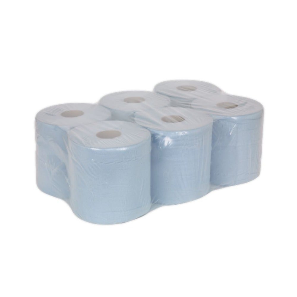 Sealey BLU150 Paper Roll Blue 2-Ply Embossed 150m Pack of 6
