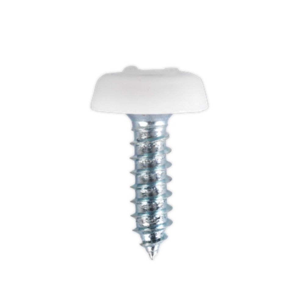 Sealey PTNP1 Numberplate Screw Plastic Enclosed Head 4.8 x 18mm White Pack of 50