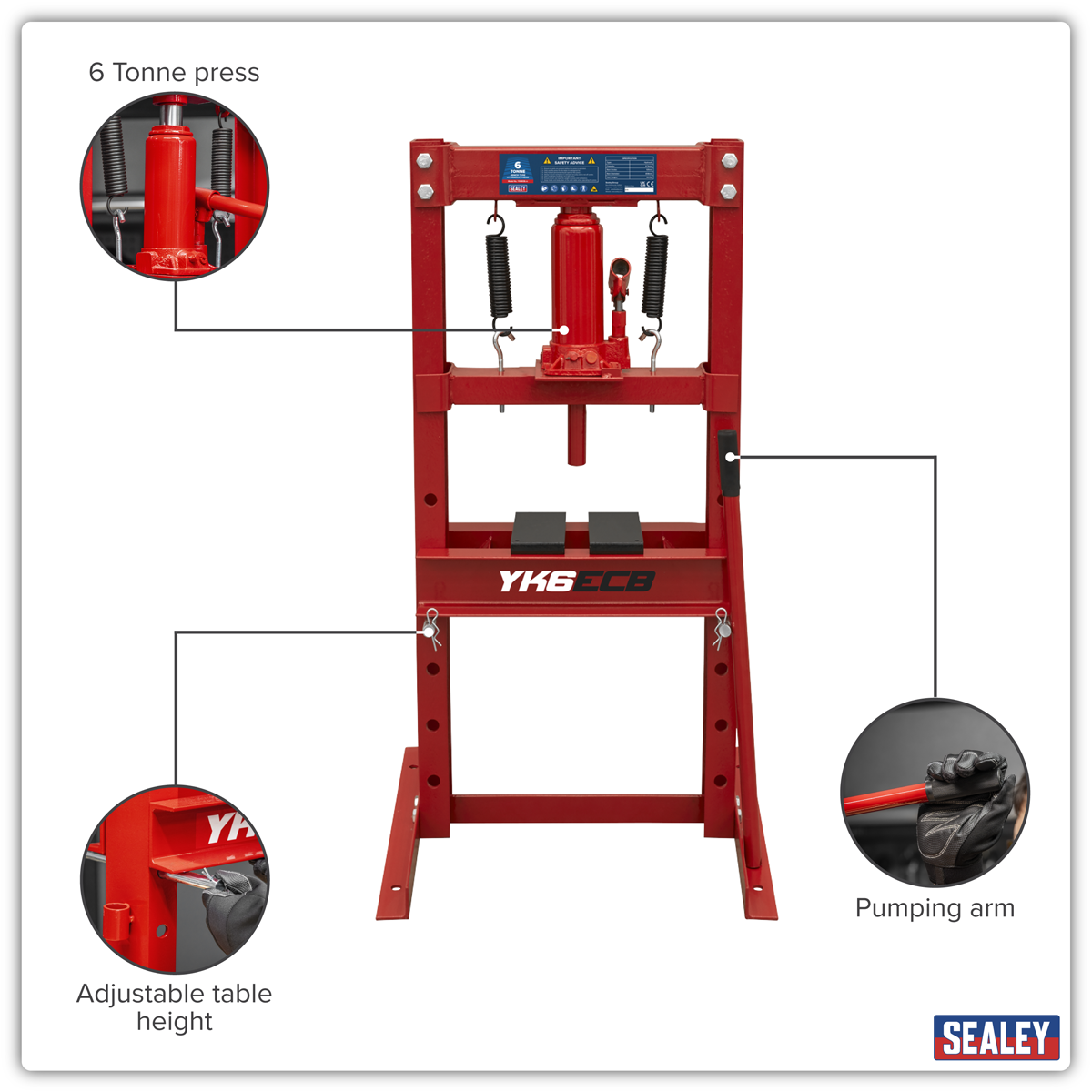 Sealey YK6ECB Hydraulic Bench Type Press 6 Tonne