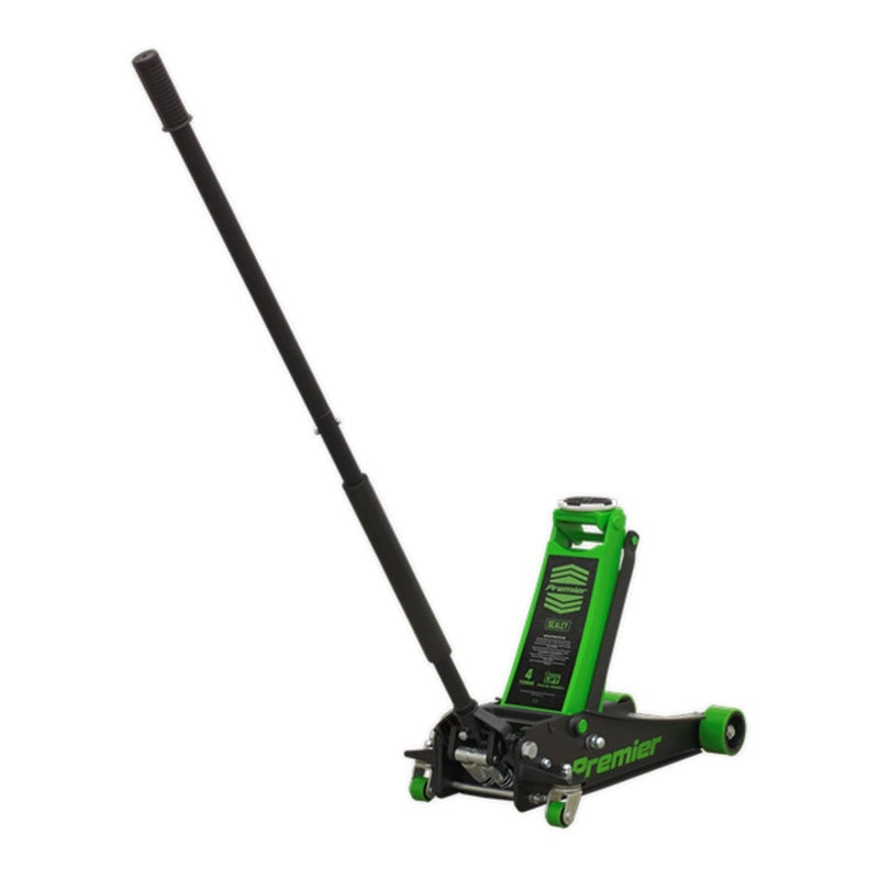 Sealey 4040AG Premier Low Profile Trolley Jack with Rocket Lift 4 Tonne - Green