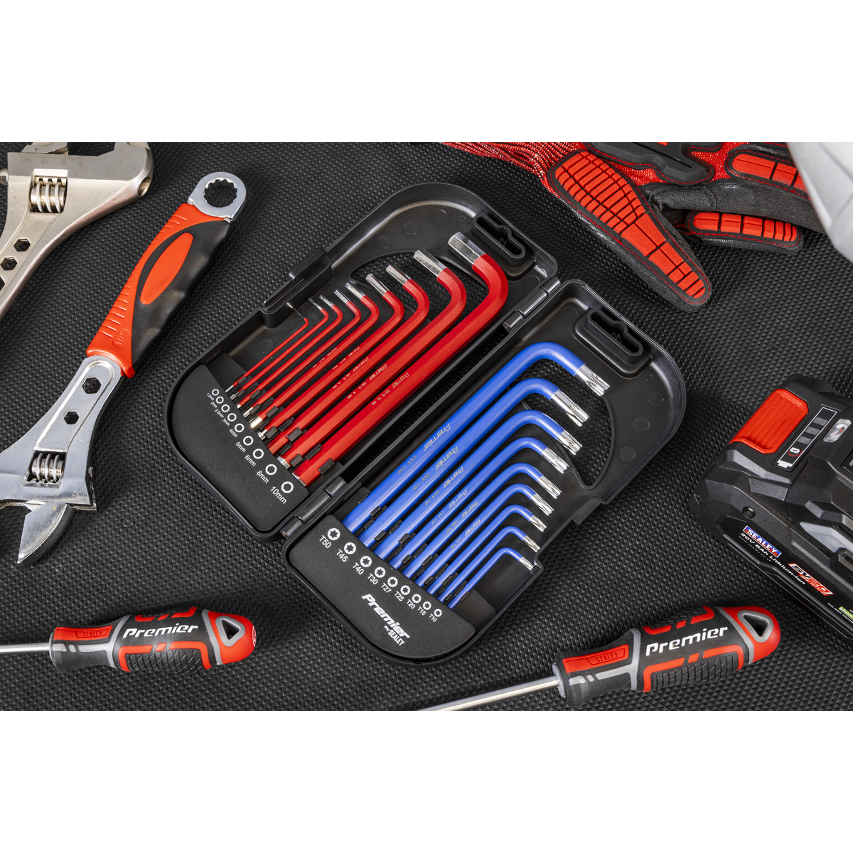 Sealey AK7176 TRX-Star* & Ball-End Hex Key Set 18pc Long Anti-Slip