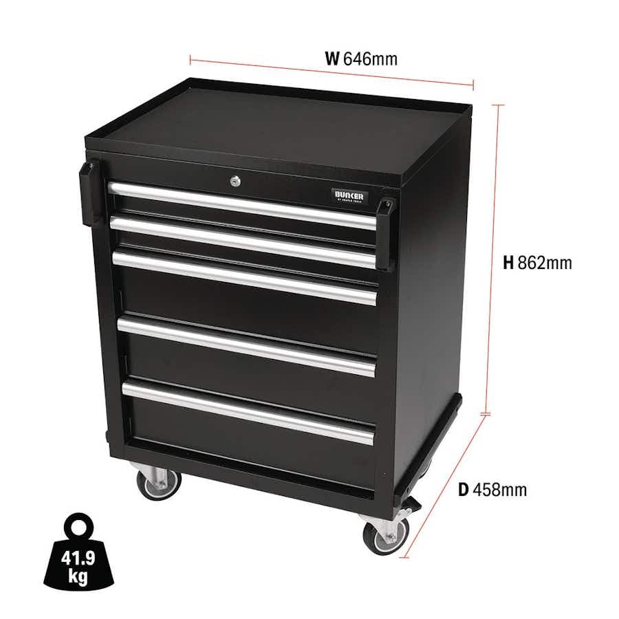 BUNKER 29792 Modular 5 Drawer Mobile Cabinet, 646mm