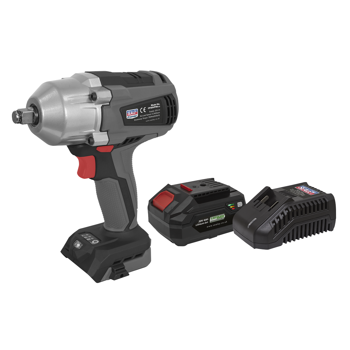 Sealey CP20VPIWKIT1 Brushless Impact Wrench Kit 1/2"Sq Drive 20V 4Ah 700Nm