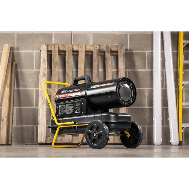 Sealey AB500DV Dual Voltage Kerosene/Diesel Space Warmer® Heater with Wheels 50,000Btu/hr