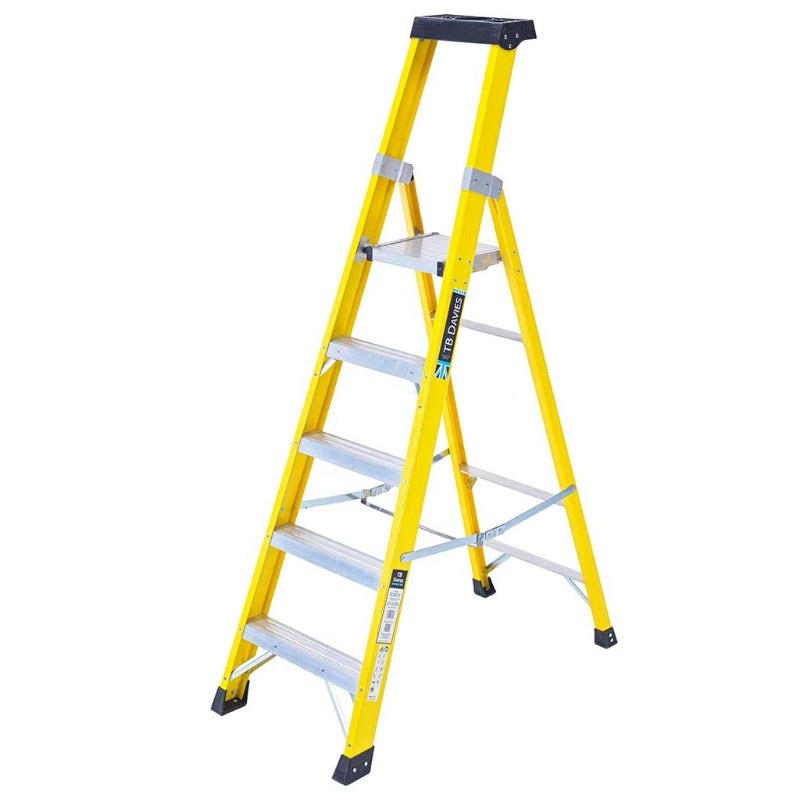 TB Davies 1236-005 5 Tread Heavy-Duty Fibreglass Platform Step Ladder