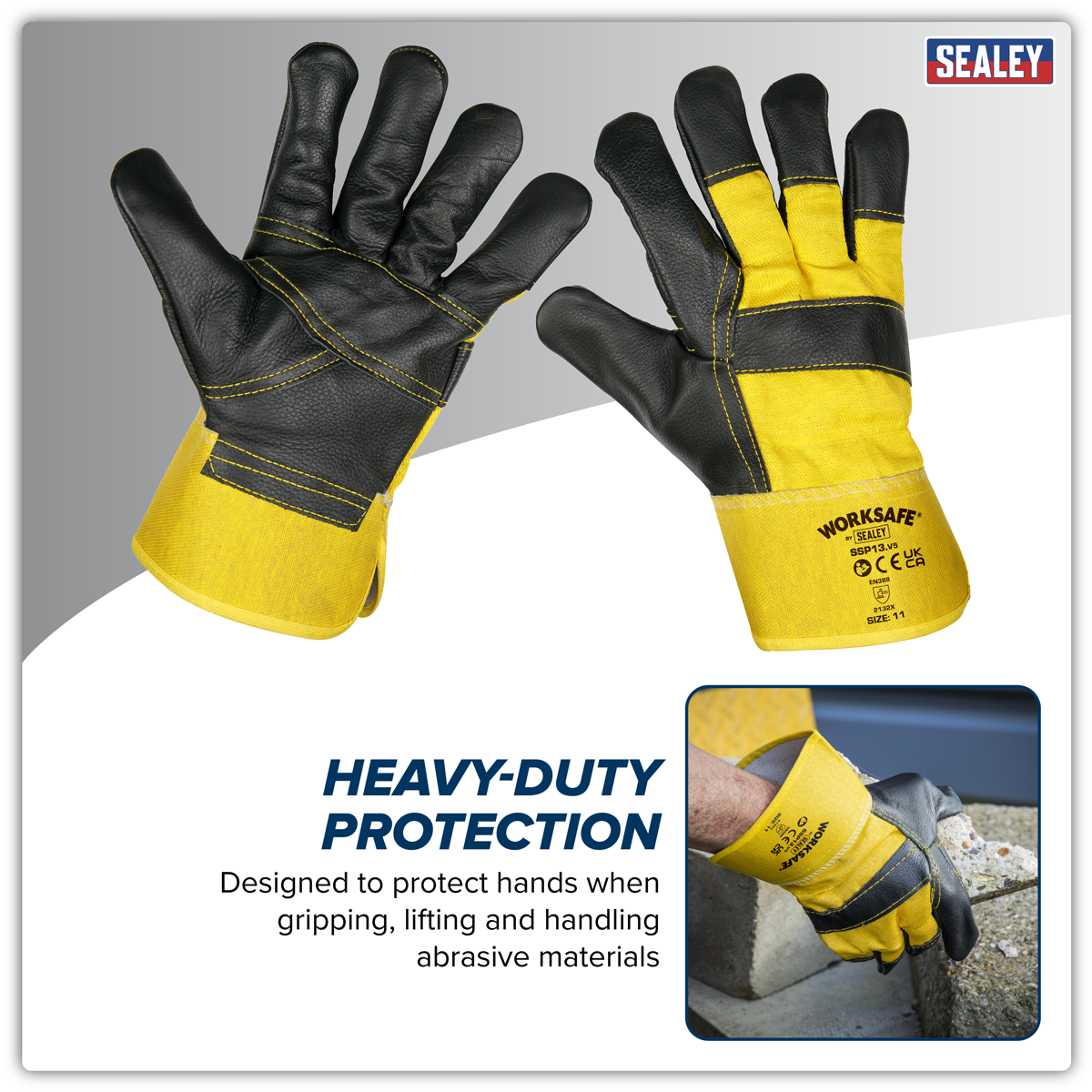 Sealey SSP13 Worksafe® Rigger's Gloves with Hide Palm - Pair
